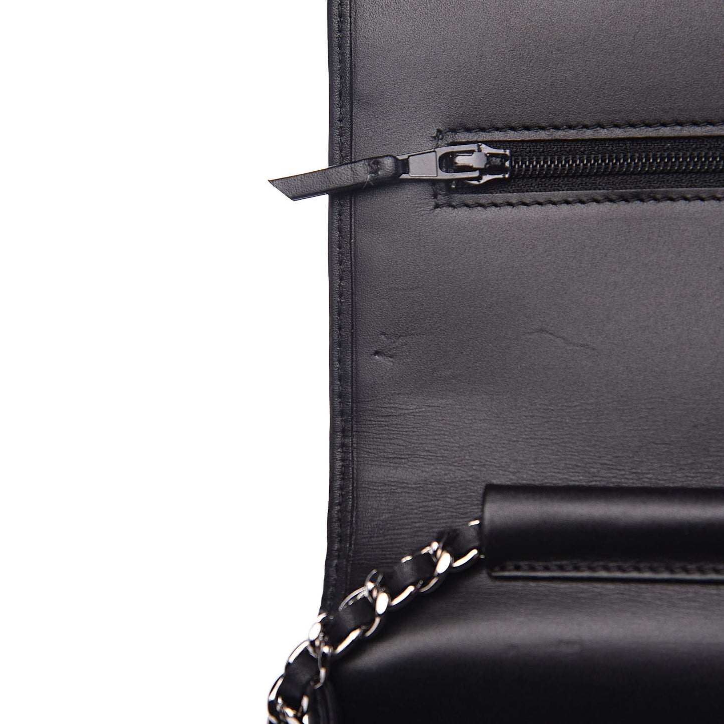 Calfskin Quilted Cambon Wallet On Chain WOC Black