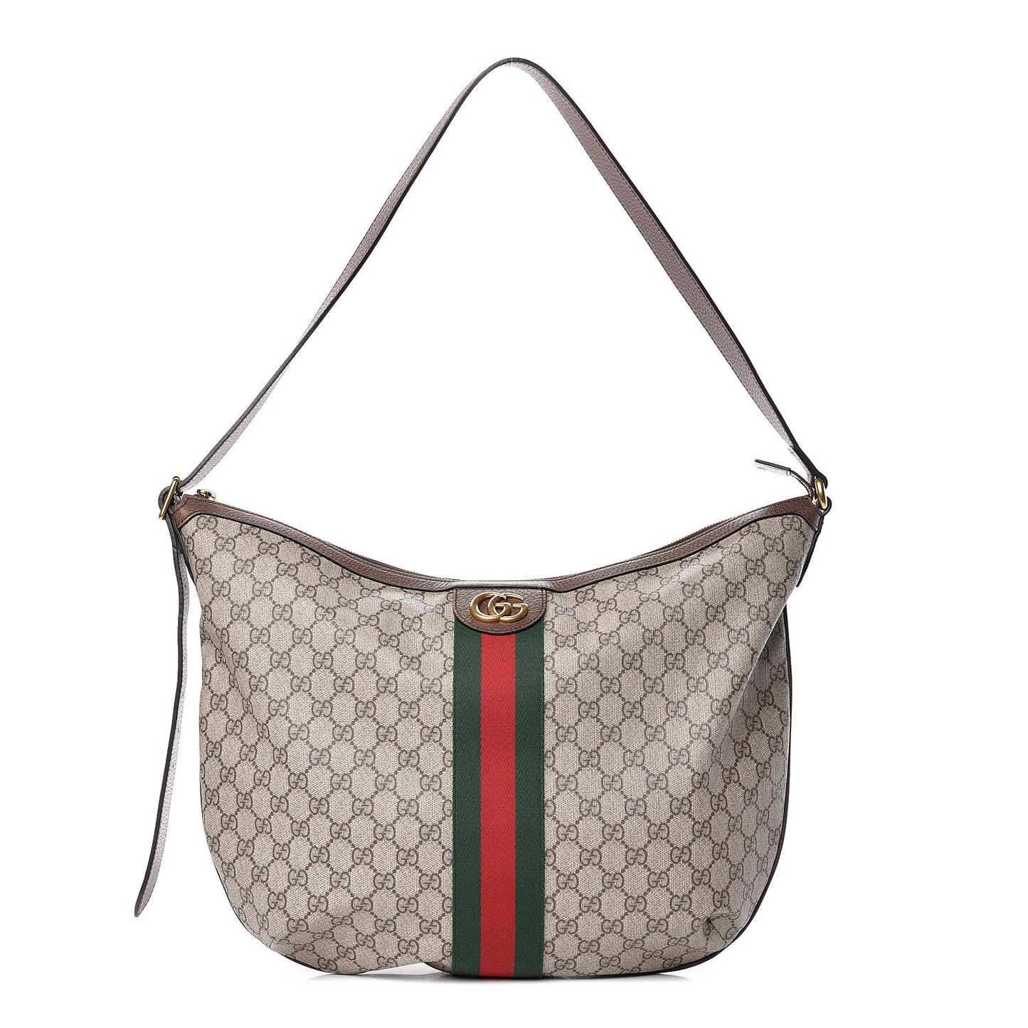 GG Supreme Monogram Web Ophidia Half Moon Hobo Brown
