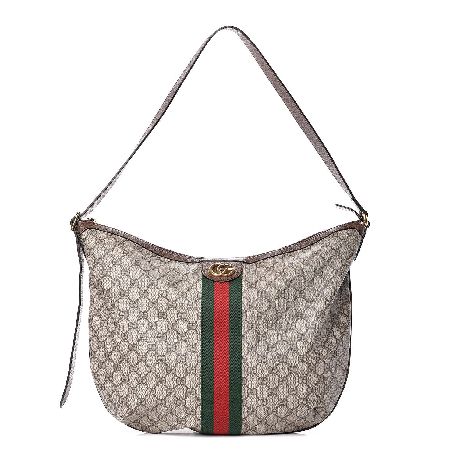 Gucci GG Supreme Monogram Web Ophidia Half Moon Hobo Brown 1 of 10
