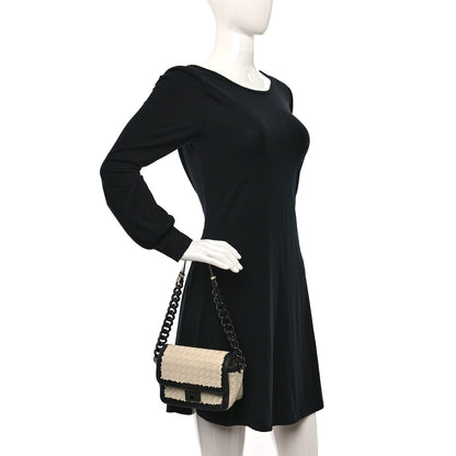 Bottega Veneta Nappa Karung Intrecciato Glass Pearl Shoulder Bag White Black 2 of 10