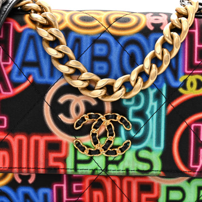 Chanel Fabric Printed Chanel 19 Wallet On Chain WOC Black Multicolor 9 of 12