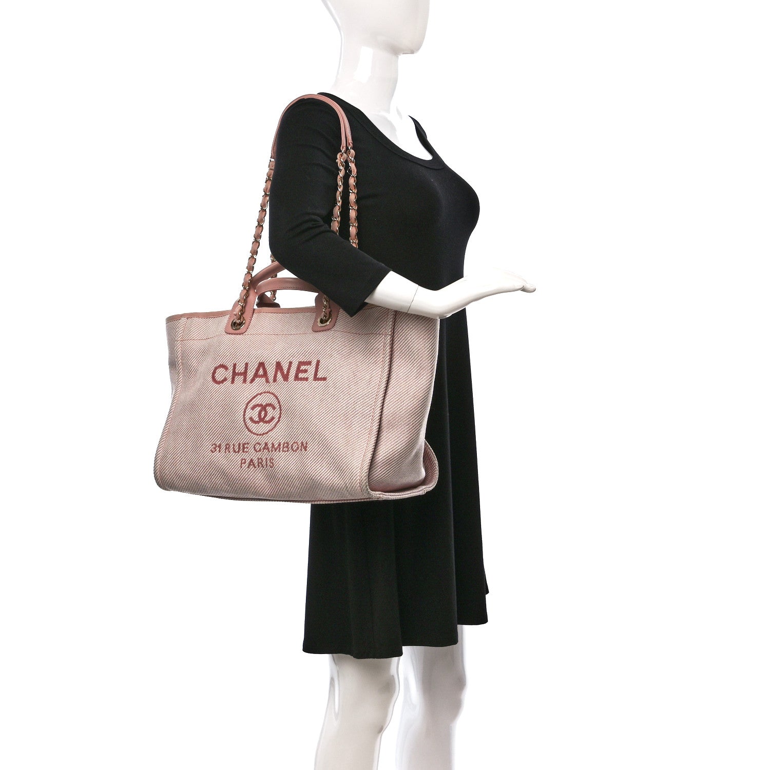 Chanel Mixed Fibers Calfskin Medium Deauville Tote Rose Pink 2 of 14