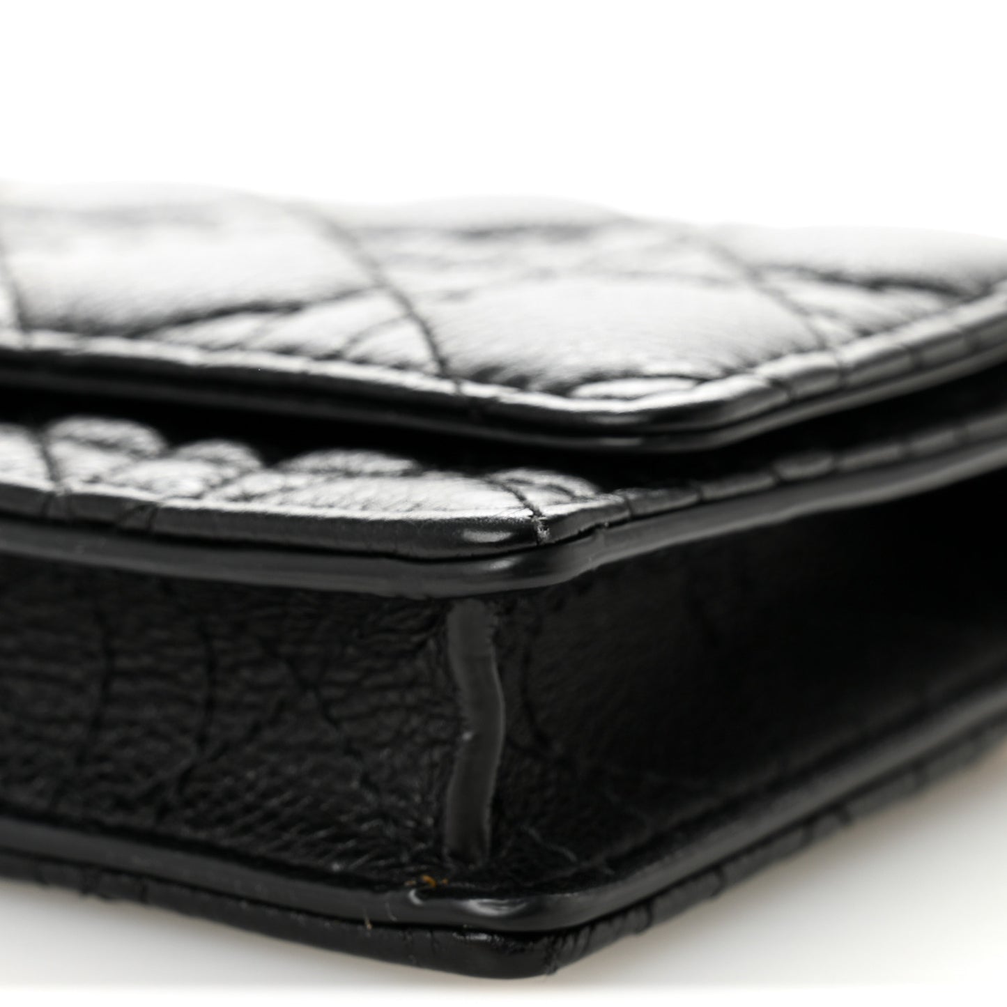 Supple Calfskin Caro Pouch with Chain Black