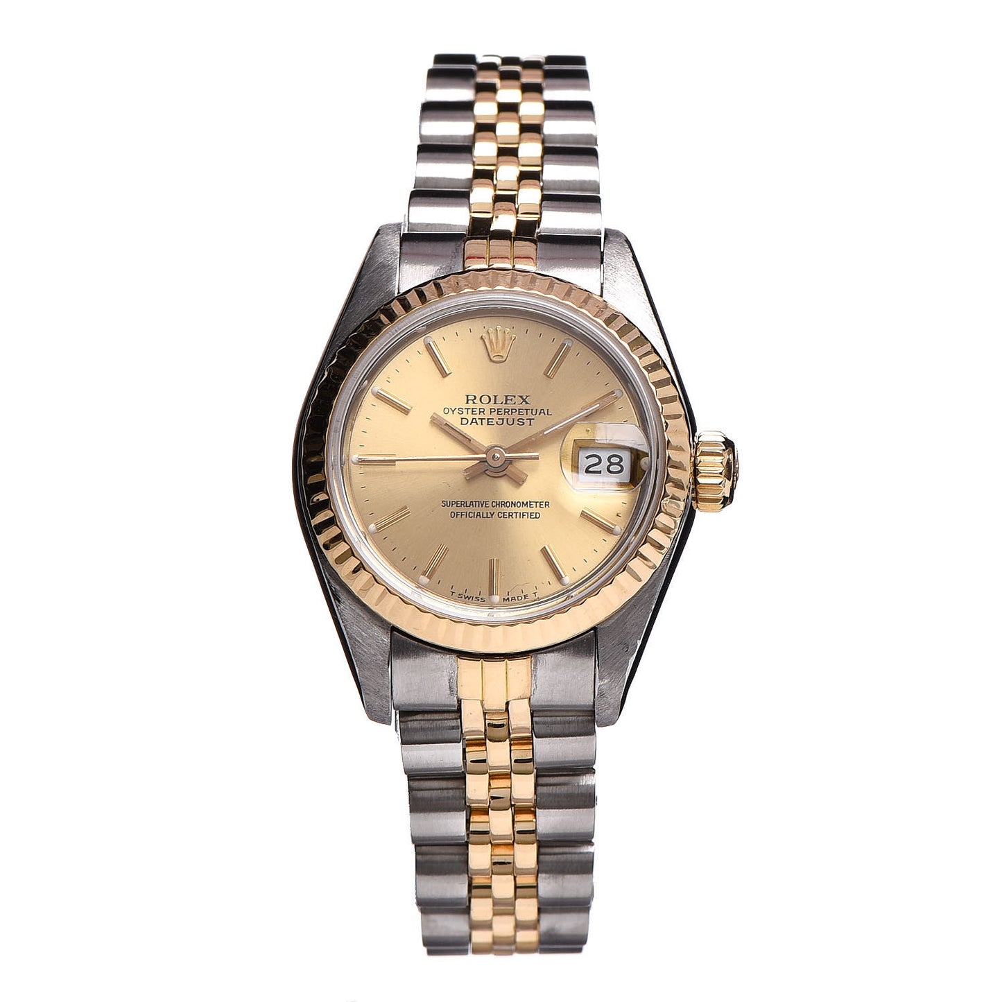 Stainless Steel 18K Yellow Gold 26mm Oyster Perpetual Datejust Watch Champagne 69173