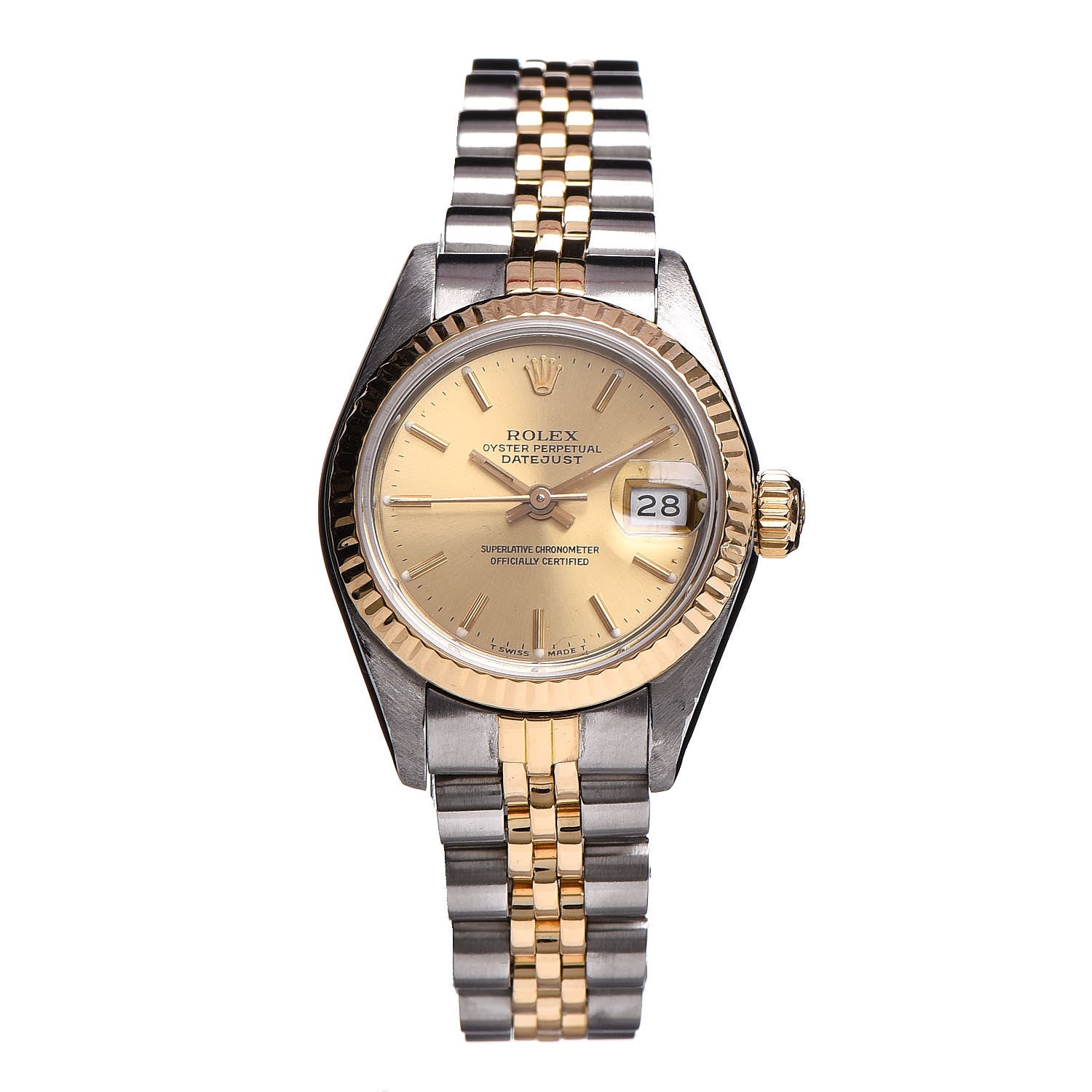 Rolex Stainless Steel 18K Yellow Gold 26mm Oyster Perpetual Datejust Watch Champagne 69173 1 of 7
