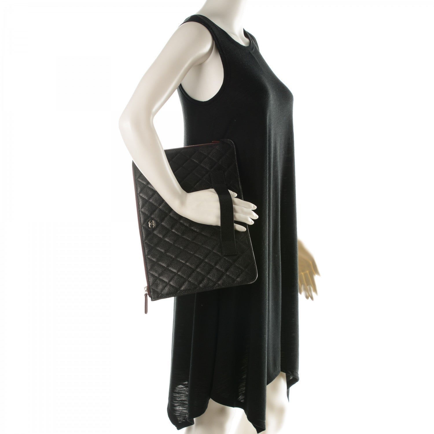 Chanel Caviar Quilted Large Slide Pouch Black 2 of 7