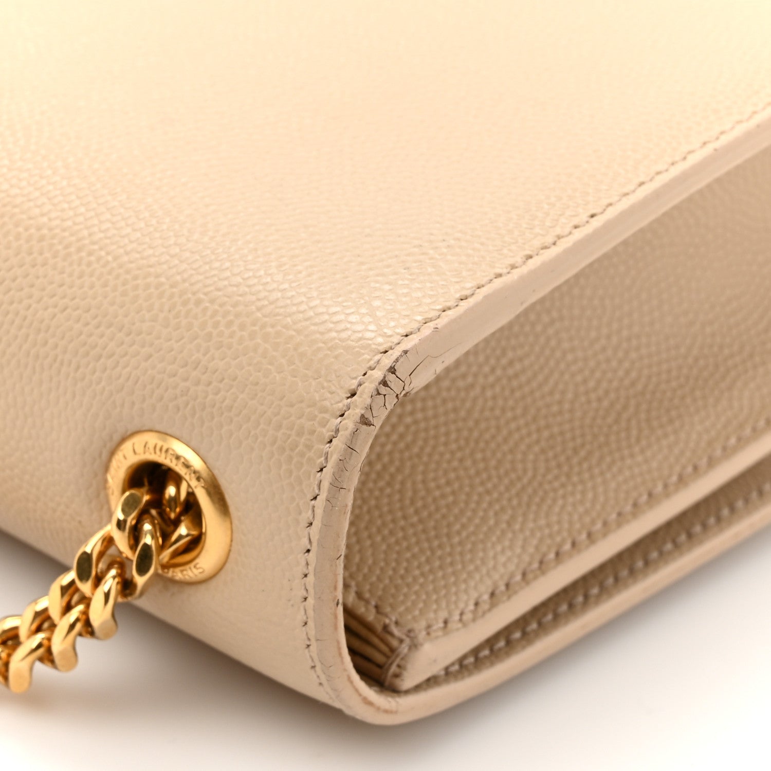 Saint Laurent Grain De Poudre Small Monogram Kate Satchel Dark Beige 16 of 16