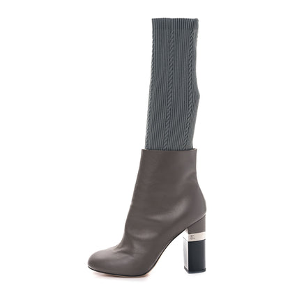 Chanel Kangaroo Knit CC Short Booties 38.5 Grey Black 1 of 7
