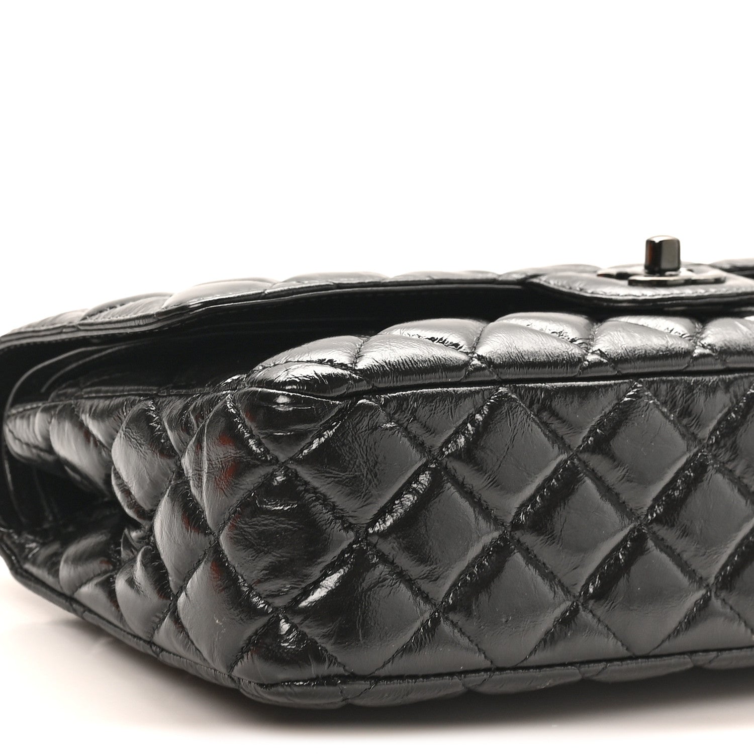 Chanel Shiny Crumpled Calfskin Quilted Medium Double Flap So Black 9 of 11