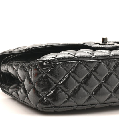 Chanel Shiny Crumpled Calfskin Quilted Medium Double Flap So Black 9 of 11