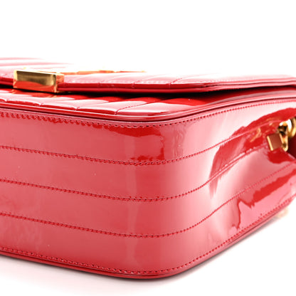 Saint Laurent Patent Matelasse Monogram Large Vicky Chain Bag Rouge Eros 10 of 10