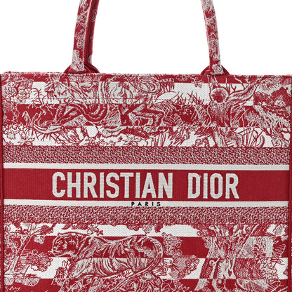 Christian Dior Canvas Embroidered Medium Dioriviera Toile De Jouy Book Tote Red White 8 of 14