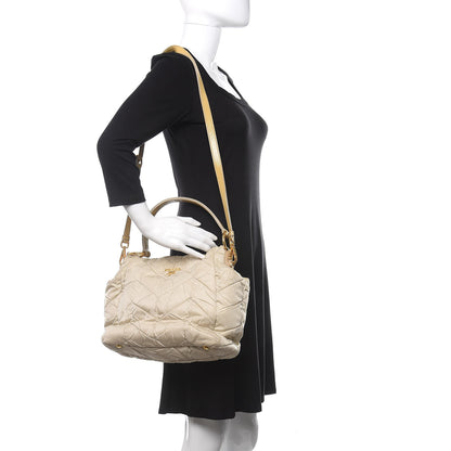 Prada Tessuto Nylon Chevron Quilted Shoulder Bag Lino 2 of 9