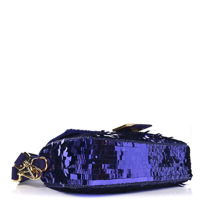 Fendi Sequin Paillettes Shiny Nappa Sex and the City Baguette Viola Purple Rain 4 of 10