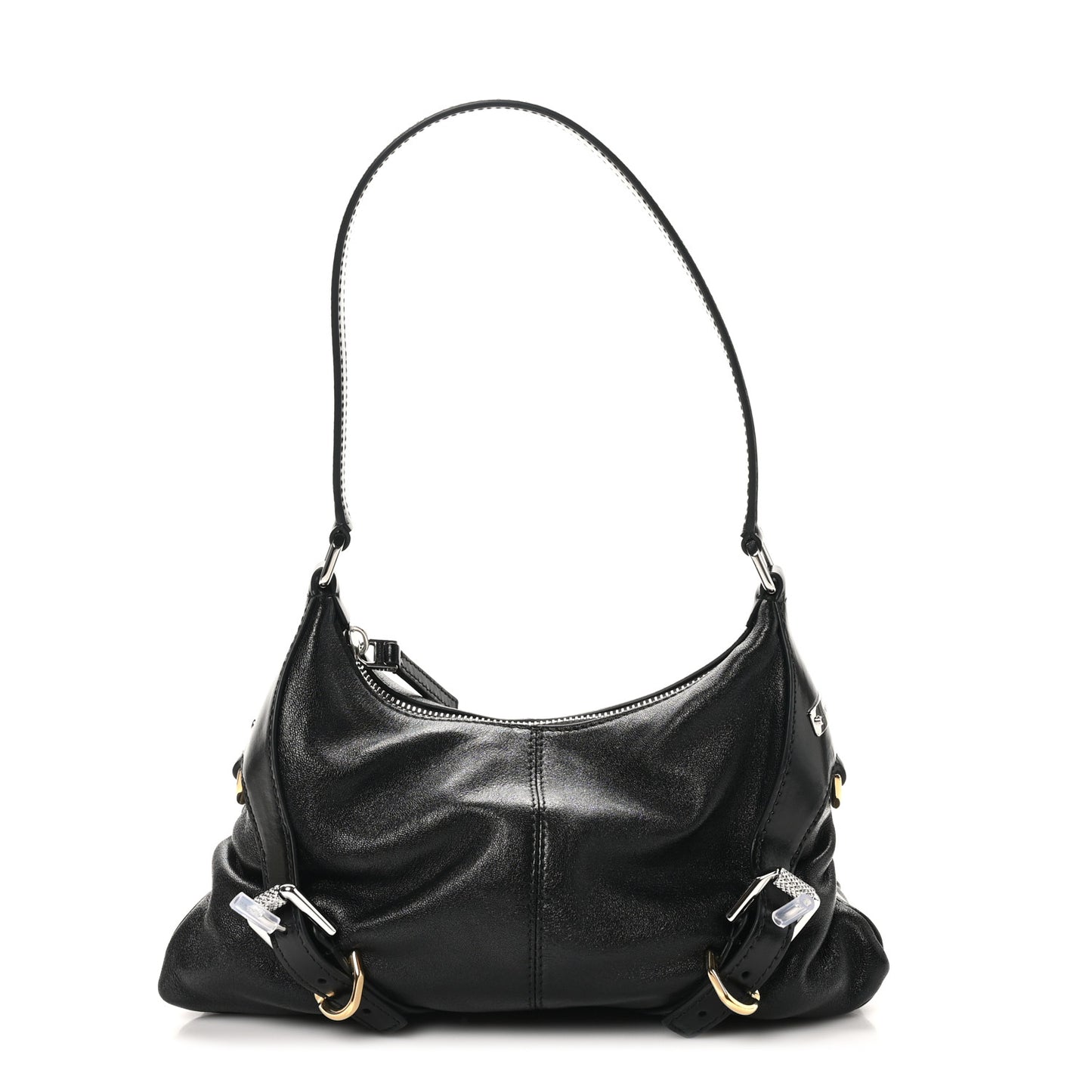 Shiny Calfskin Small Harness Voyou Shoulder Bag Black
