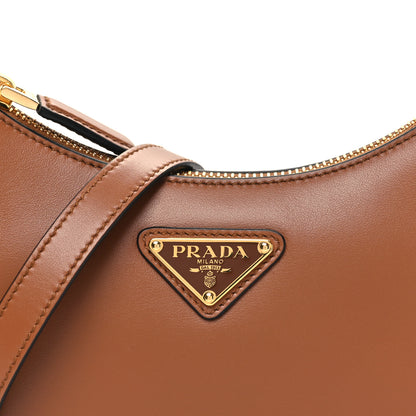Prada Soft Calfskin Mini Arque Shoulder Bag Cognac 7 of 9