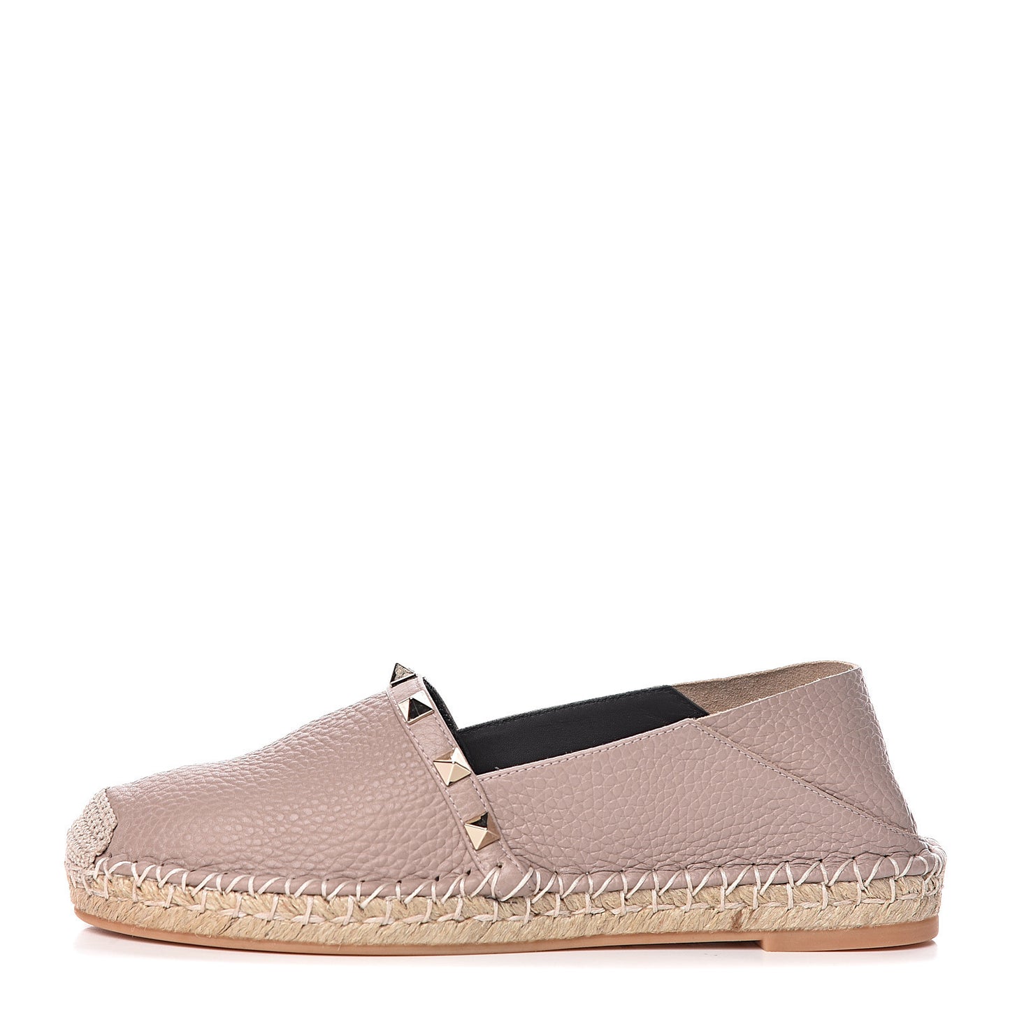 Pebbled Calfskin Rockstud Espadrilles 35 Poudre