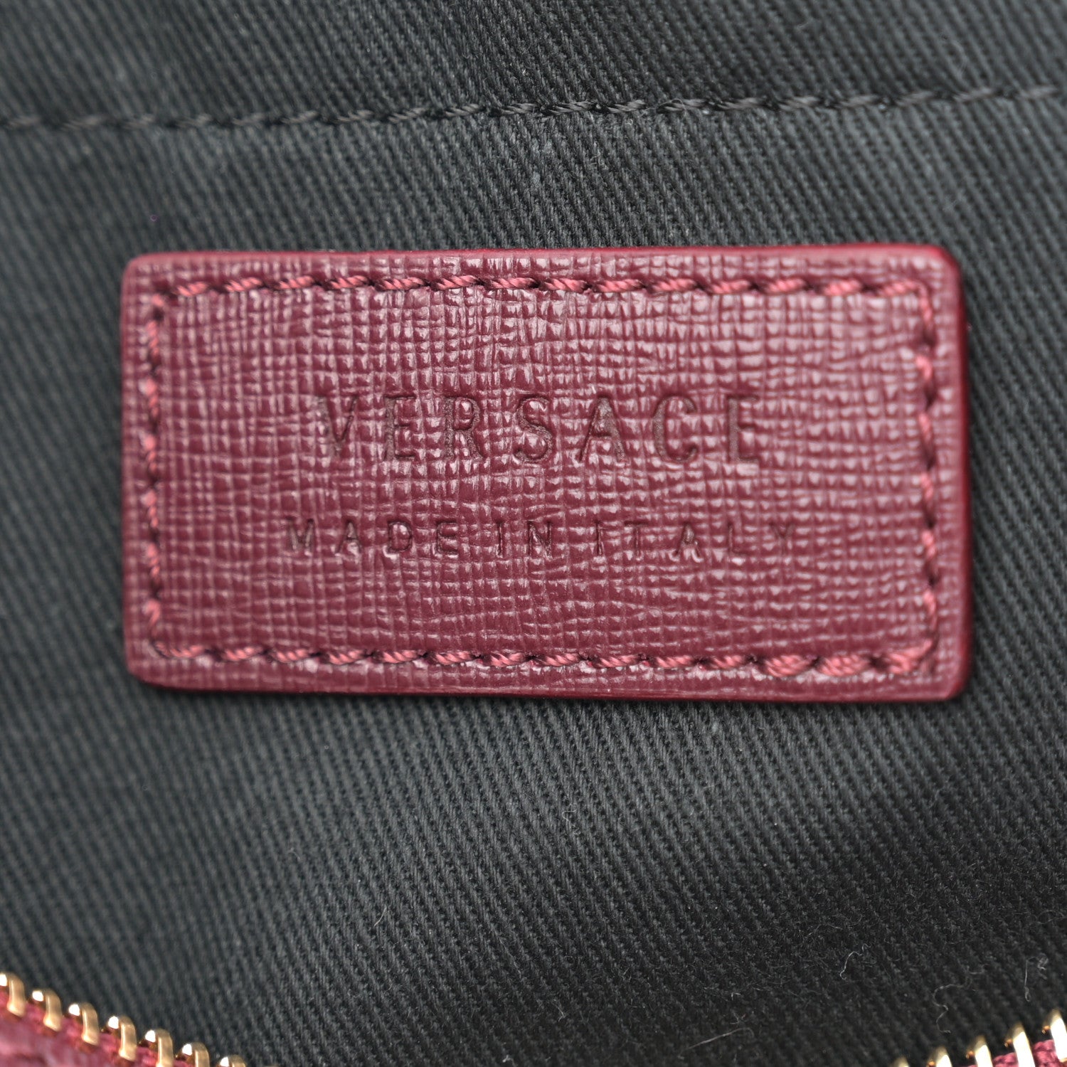 Versace Saffiano Calfskin Palazzo Bowler Burgundy 6 of 17