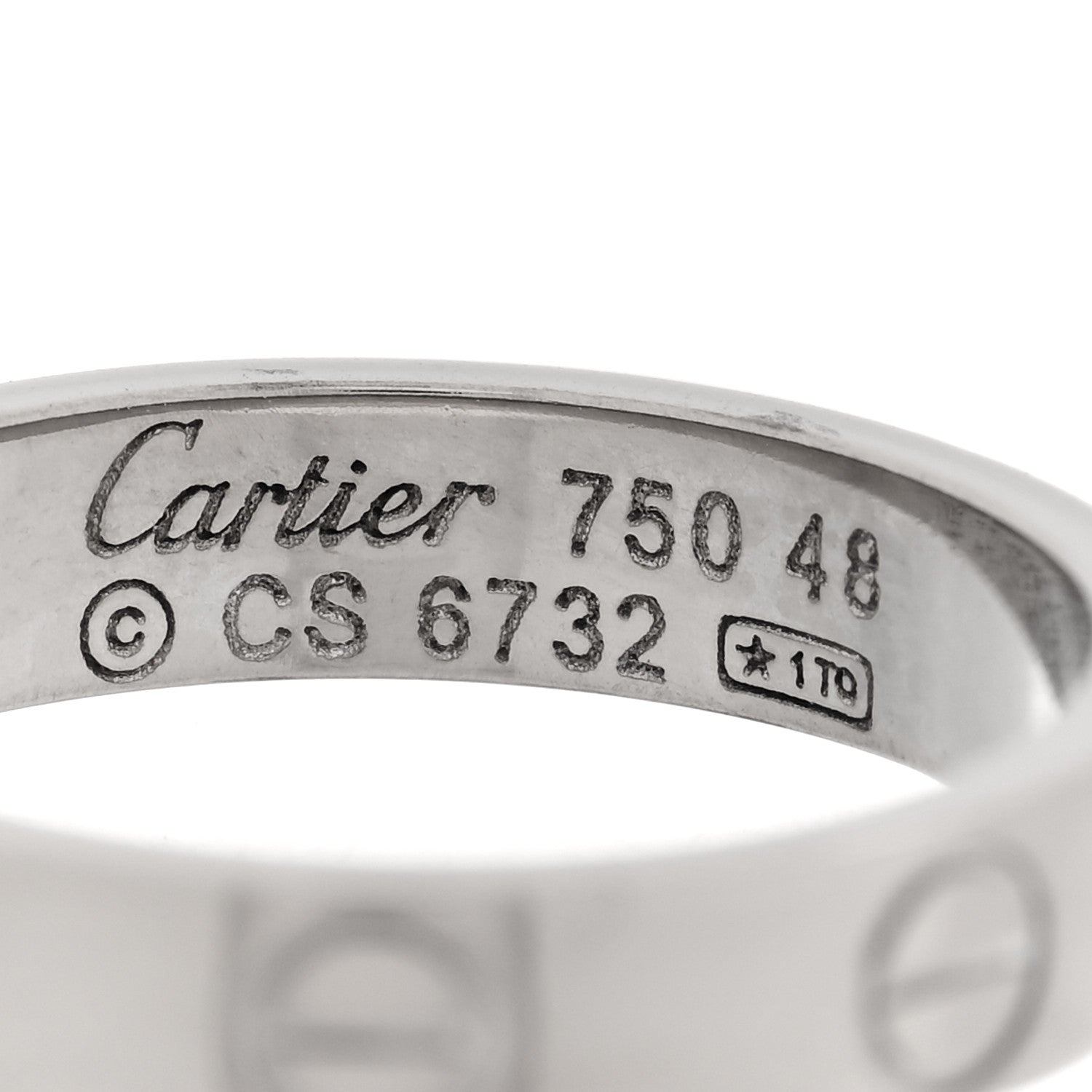 Cartier 18K White Gold 3.5mm LOVE Wedding Band Ring 48 4.5 4 of 4