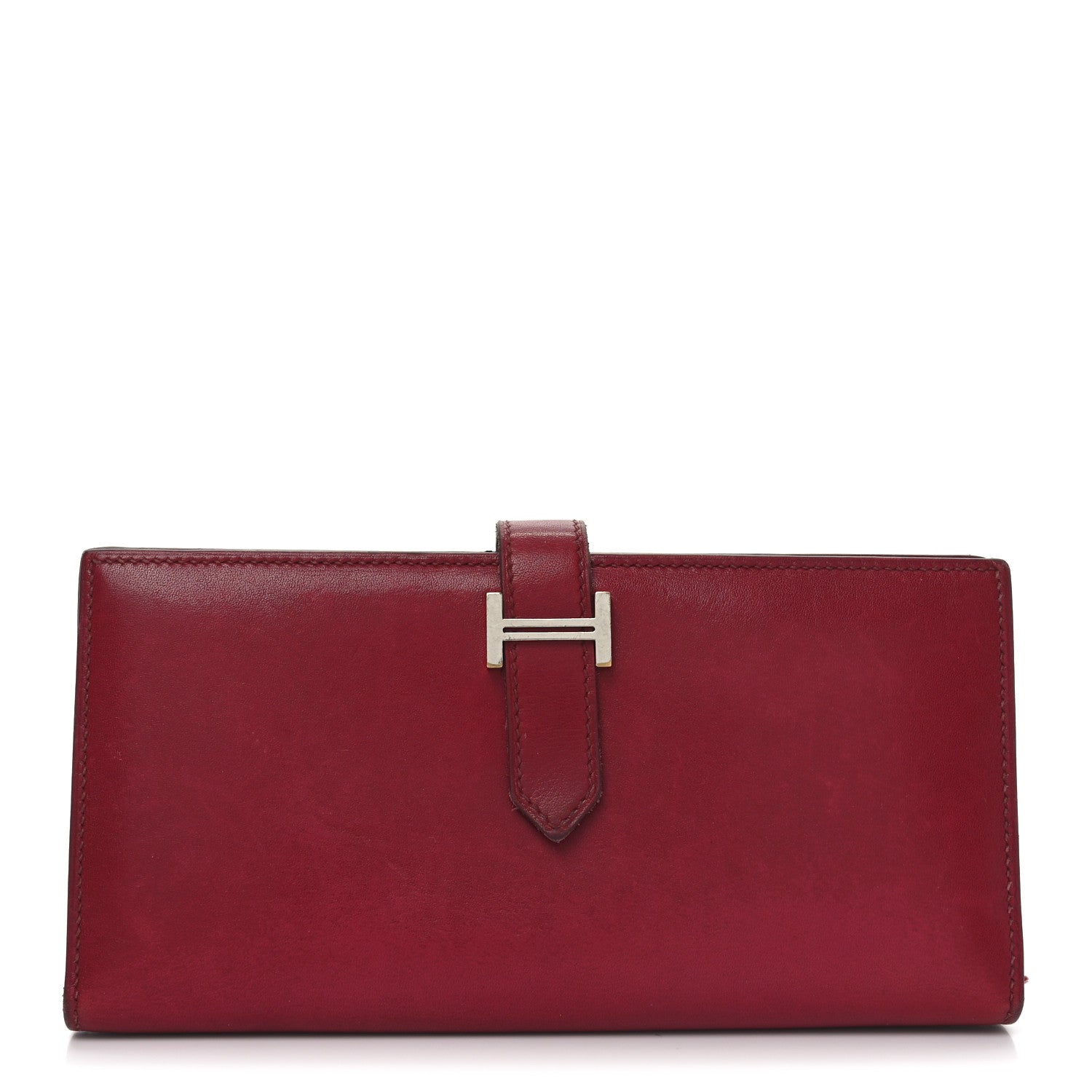 Hermes Tadelakt Bearn Gusset Wallet Rouge Vif 1 of 8
