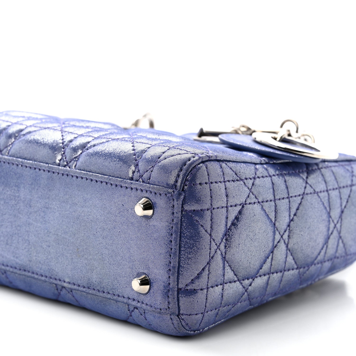 Christian Dior Metallic Lambskin Cannage Mini Lady Dior Dew Bleu 10 of 10
