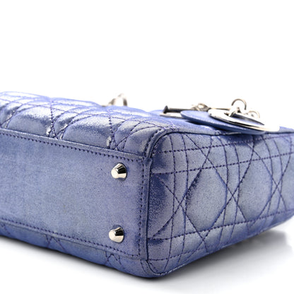 Christian Dior Metallic Lambskin Cannage Mini Lady Dior Dew Bleu 10 of 10