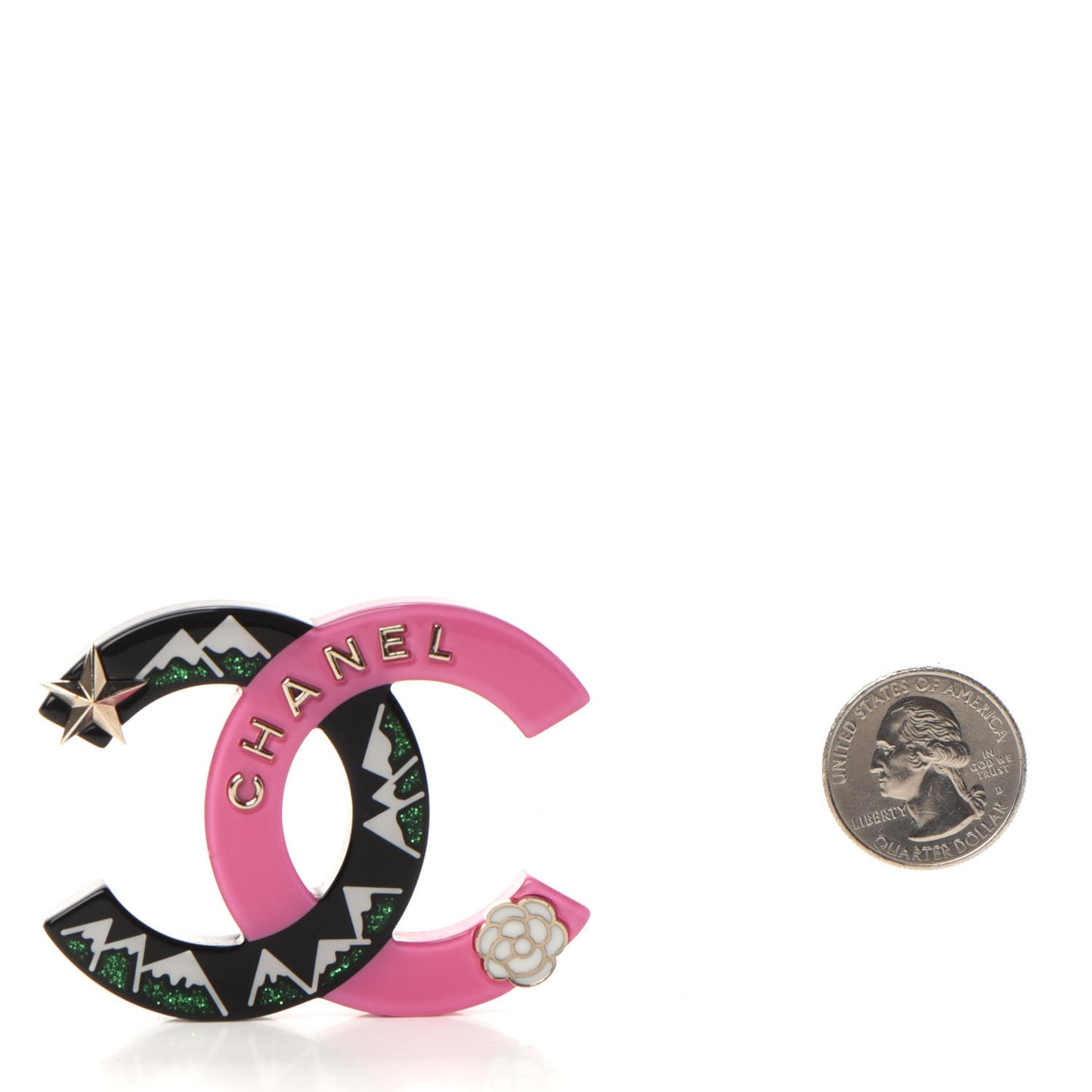Resin Glitter CC Brooch Gold Pink Black Green