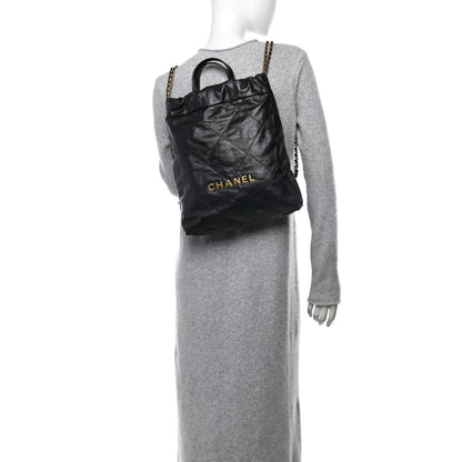 Chanel Shiny Calfskin Quilted Chanel 22 Backpack Black 2 of 10