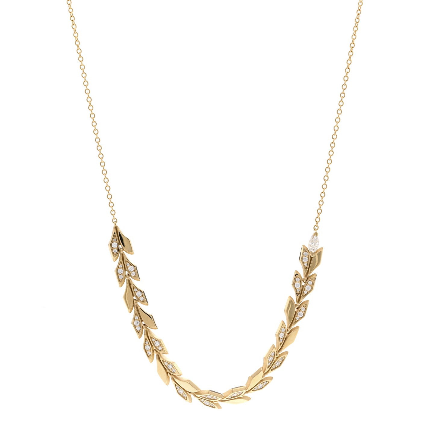 18K Yellow Gold Diamond Victoria Vine East West Necklace