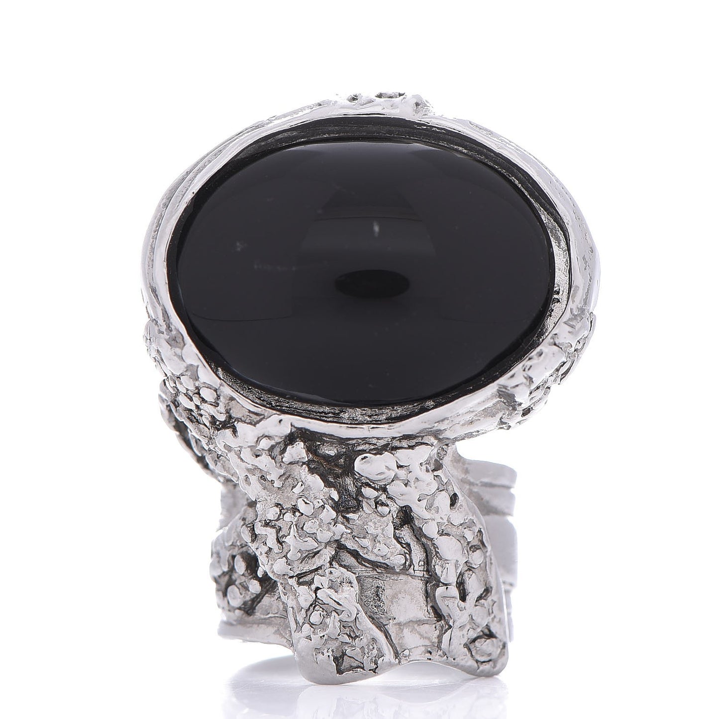 Glass Cabochon Arty Ovale Ring 7 Gunmetal Black