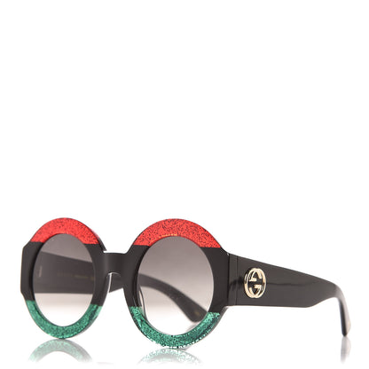 Gucci Acetate Round GG0084S Sunglasses Black Red Green 1 of 7
