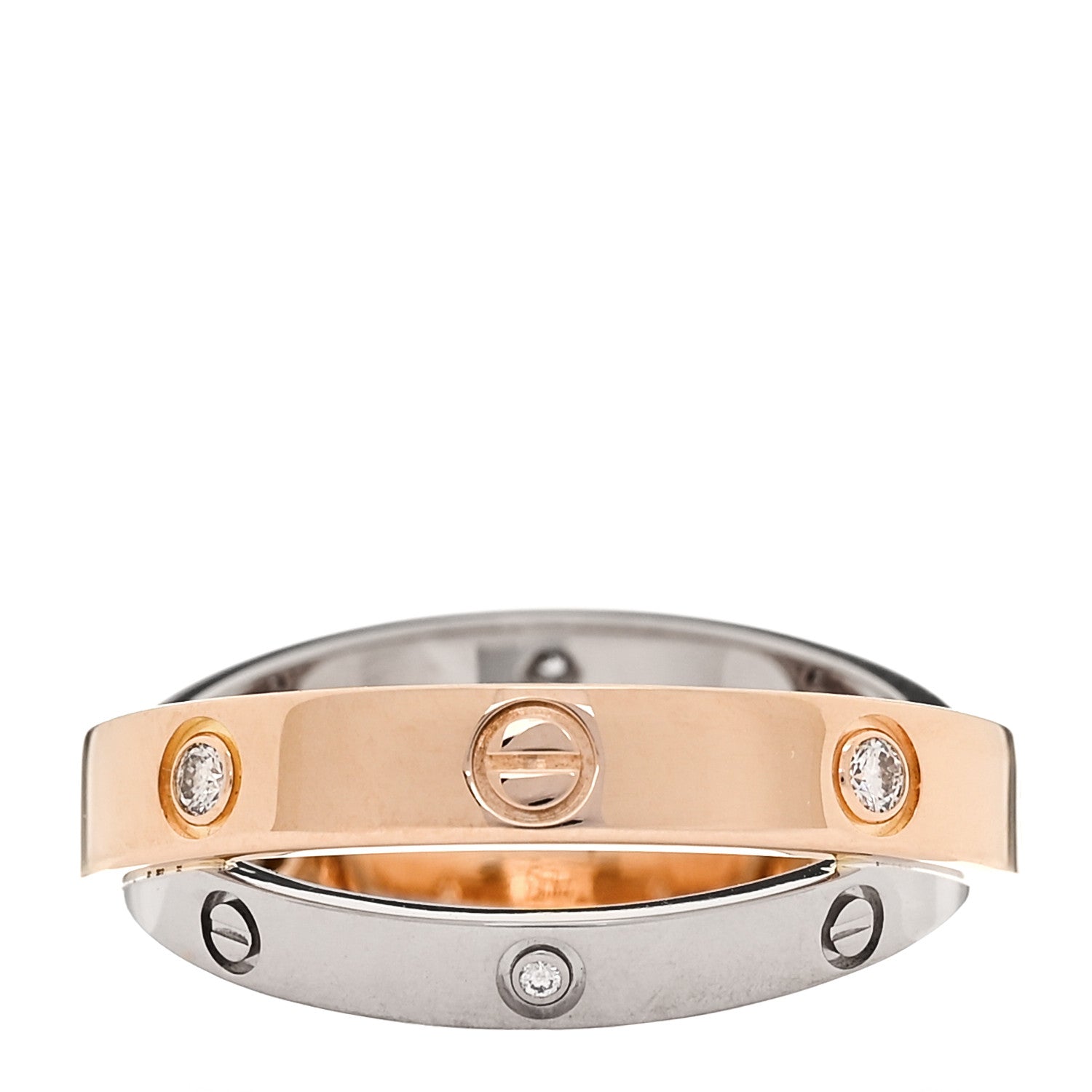 Cartier 18K Pink White Gold 6 Diamond LOVE Ring 51 5.75 4 of 5