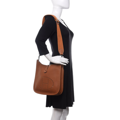 Hermes Taurillon Clemence Evelyne III PM Gold 2 of 11