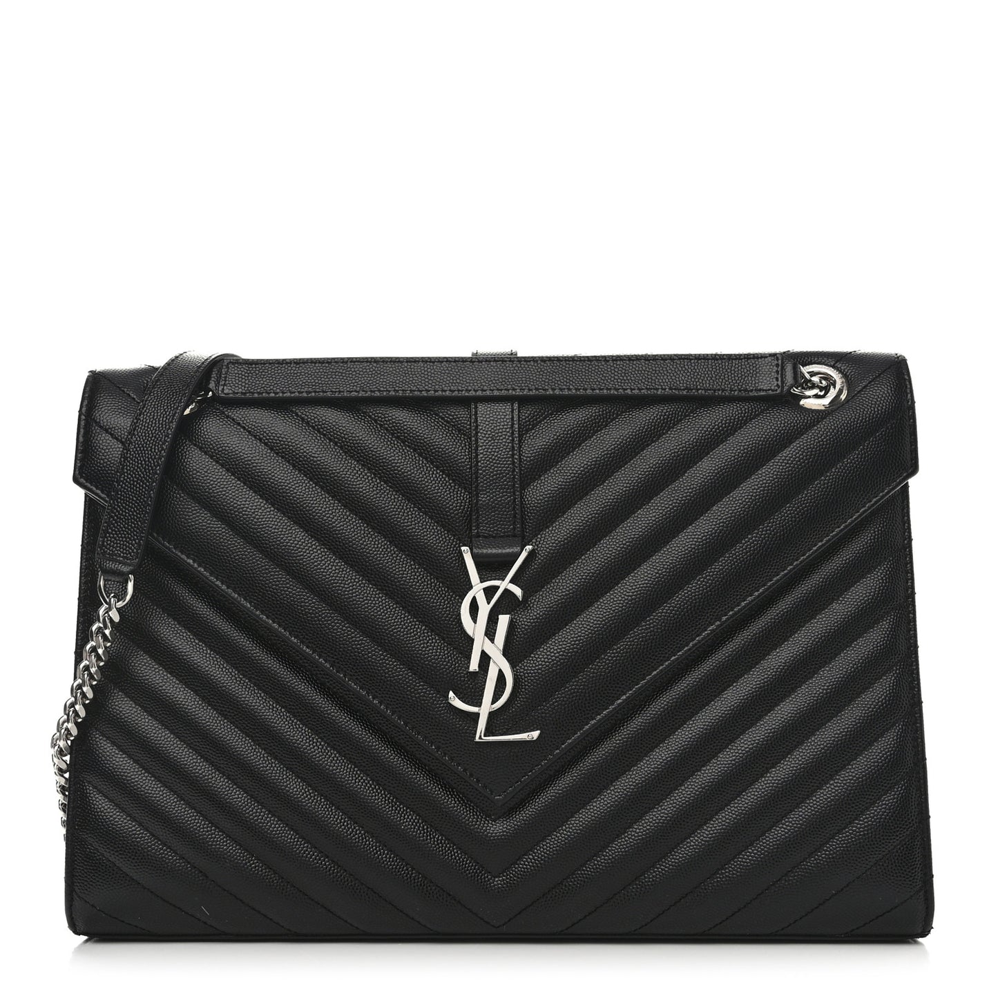 Grain De Poudre Textured Mixed Matelasse Large Triquilt Monogram Satchel Black