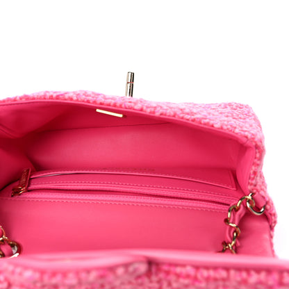 Chanel Wool Tweed Quilted Mini Rectangular Flap Dark Pink Fuchsia 5 of 10