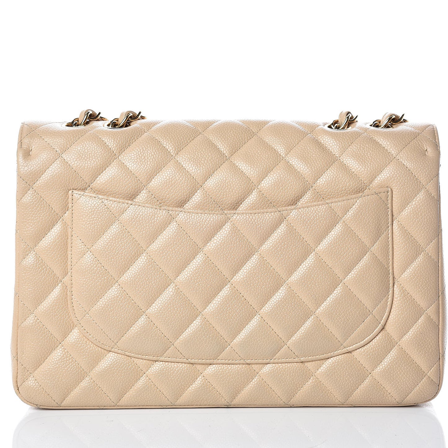 Caviar Quilted Jumbo Single Flap Beige Clair