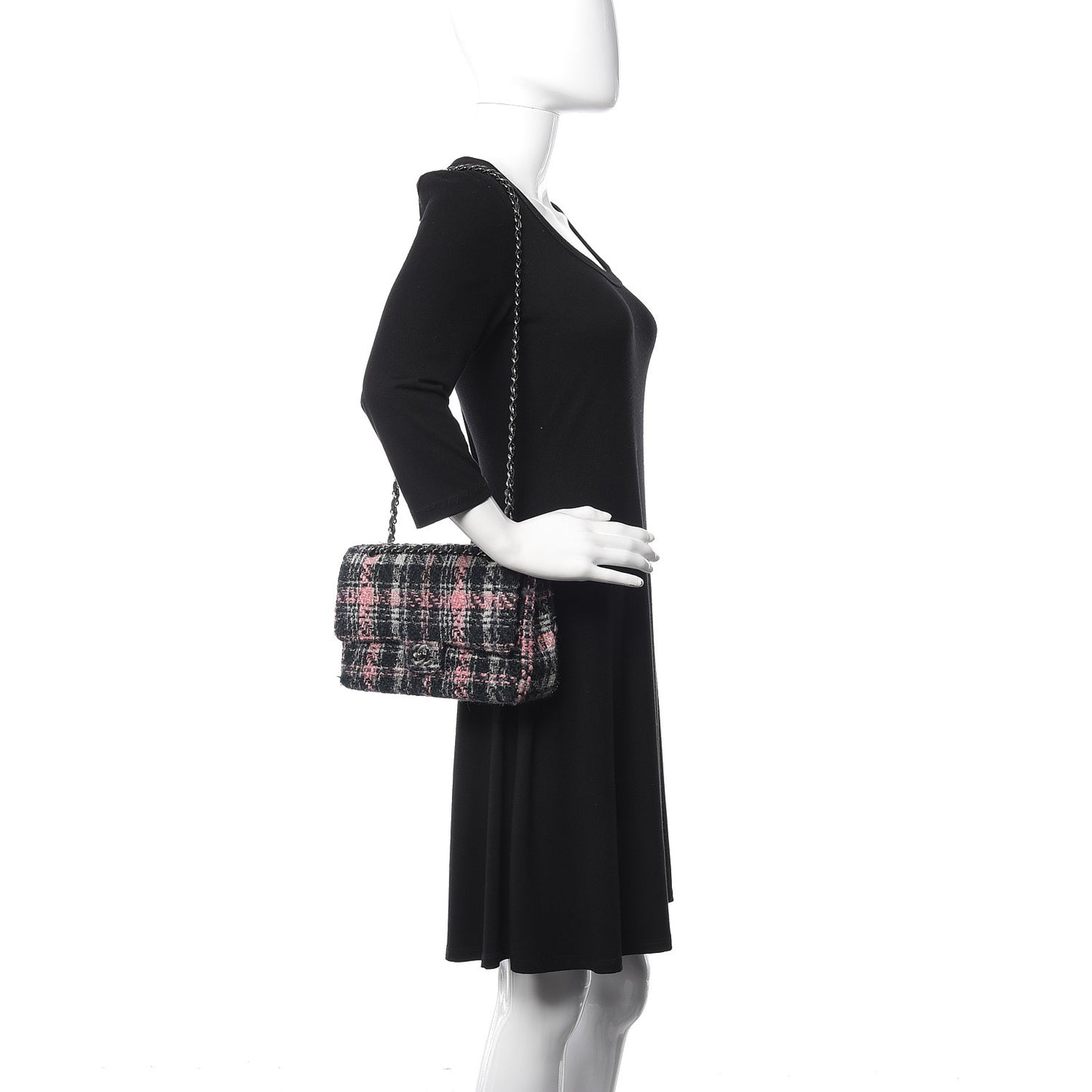 Tweed Quilted Medium Double Flap Multicolor