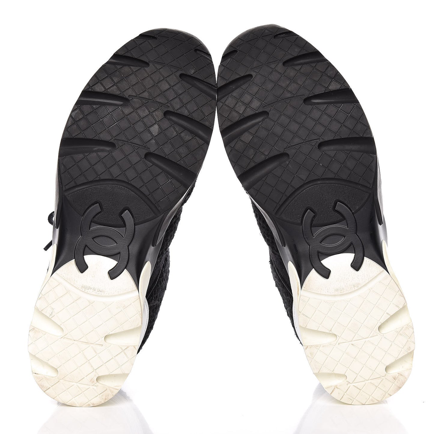 Tweed Calfskin Sneakers 40 Black White