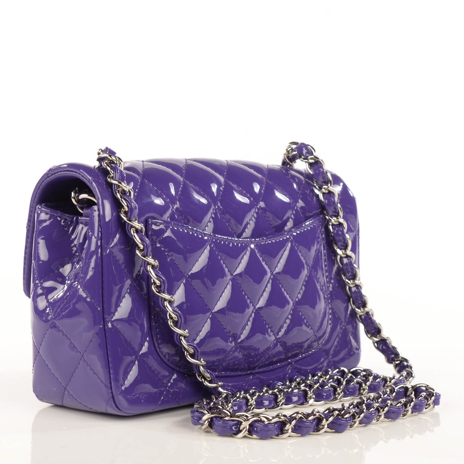 Chanel Patent Quilted Mini Rectangular Flap Purple 3 of 9