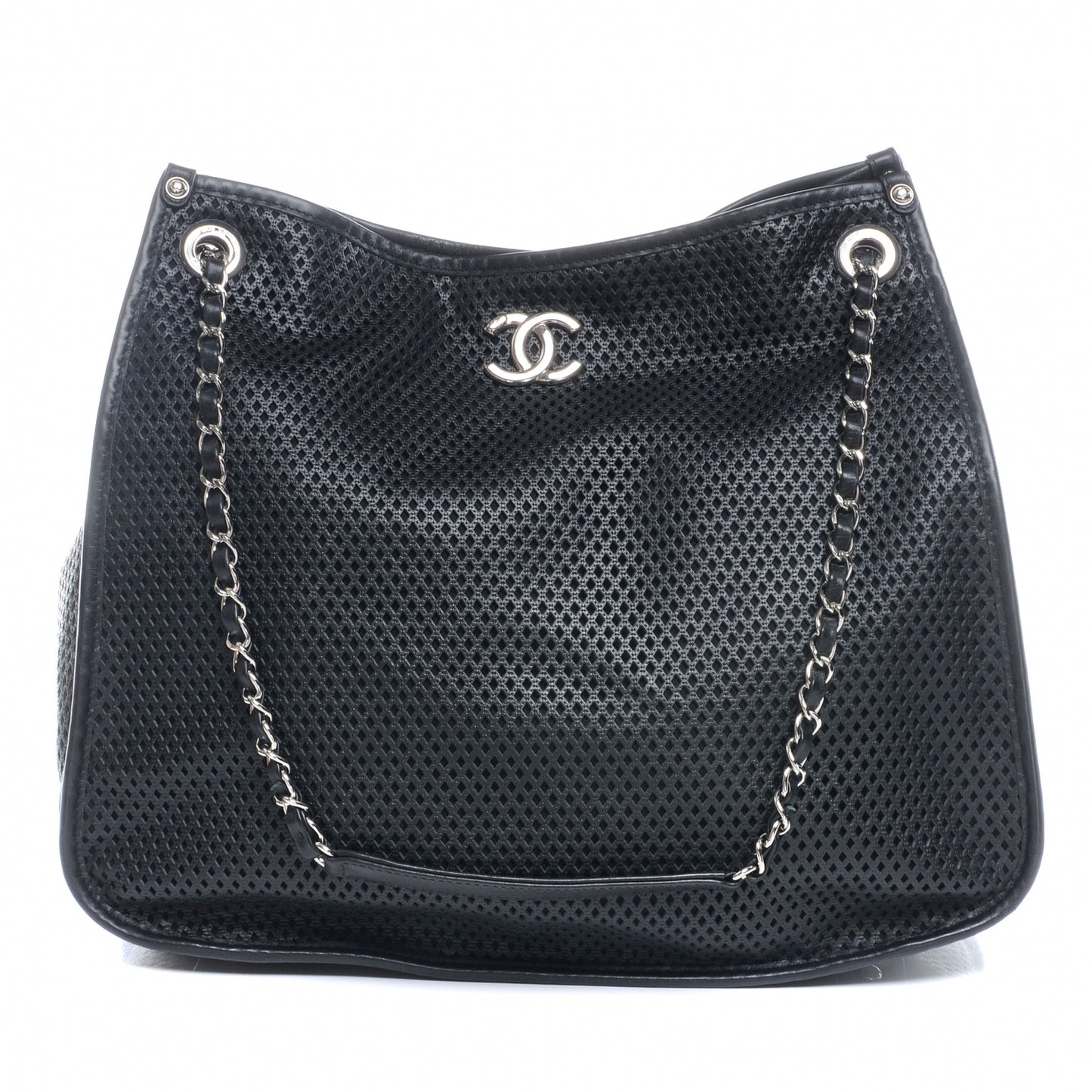 Calfskin Perforated Up In The Air Tote Black