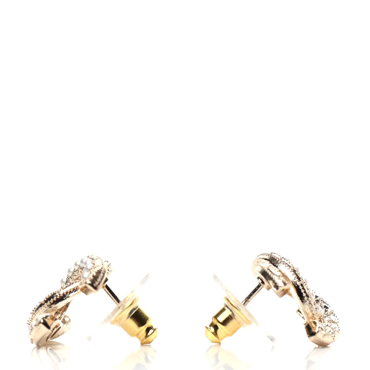 Chanel Crystal Pearl CC Earrings Gold 3 of 5