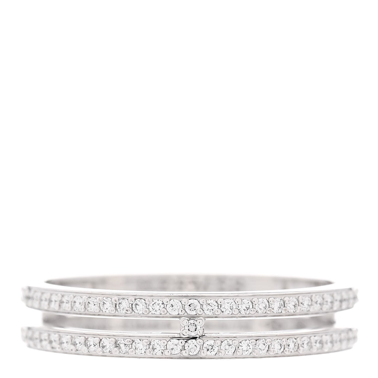 Hermes 18K White Gold Diamond Ariane Wedding Band Ring 53 6.5 1 of 7