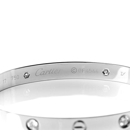 Cartier 18K White Gold 4 Diamond LOVE Bracelet 17 5 of 6