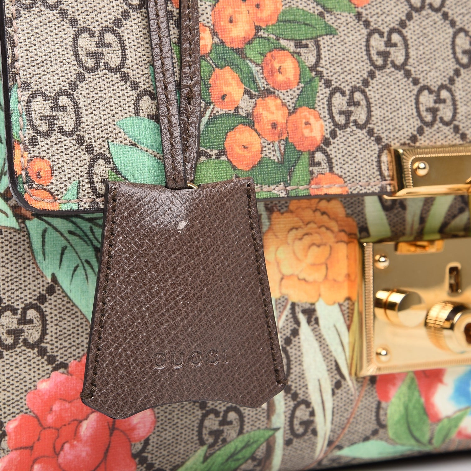 Gucci GG Supreme Monogram Tian Medium Padlock Shoulder Bag Beige Multicolor New Acero 9 of 9