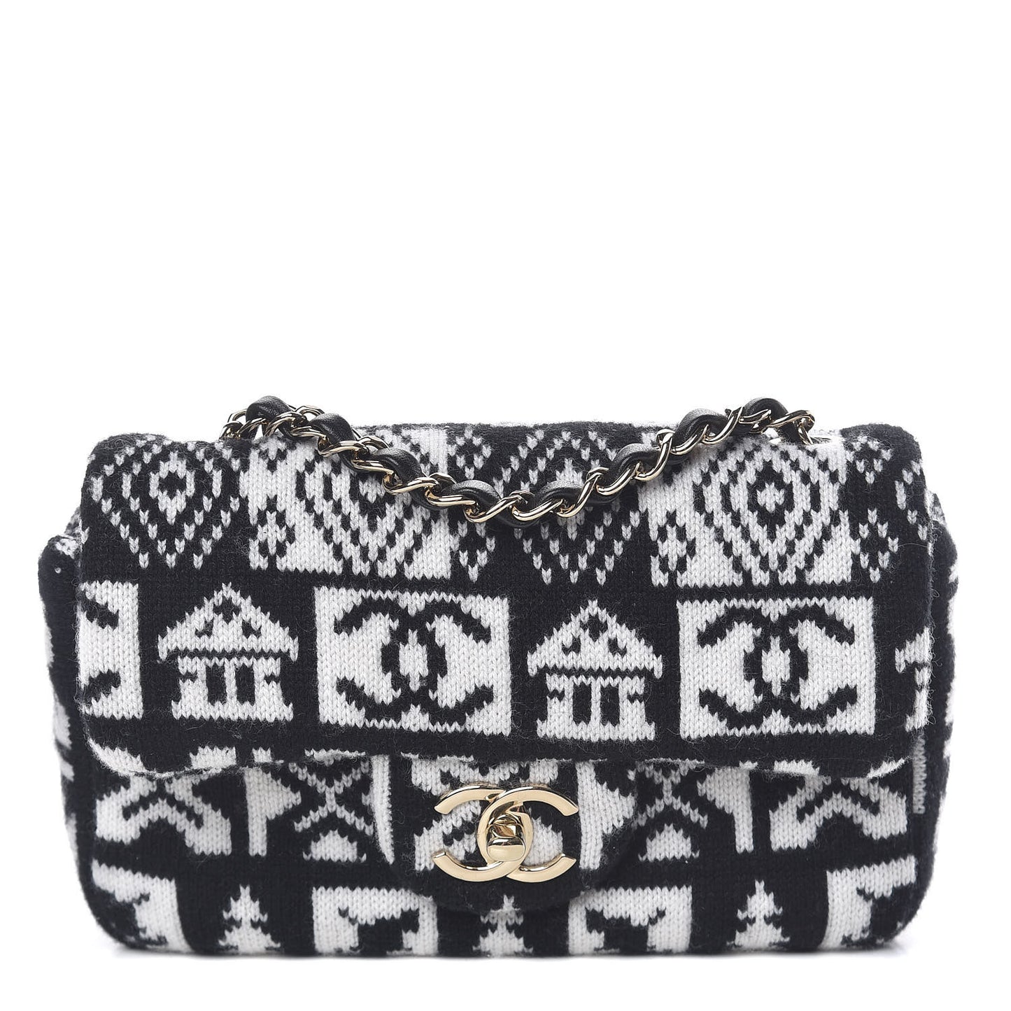 Cashmere Knit Coco Neige Flap Black White