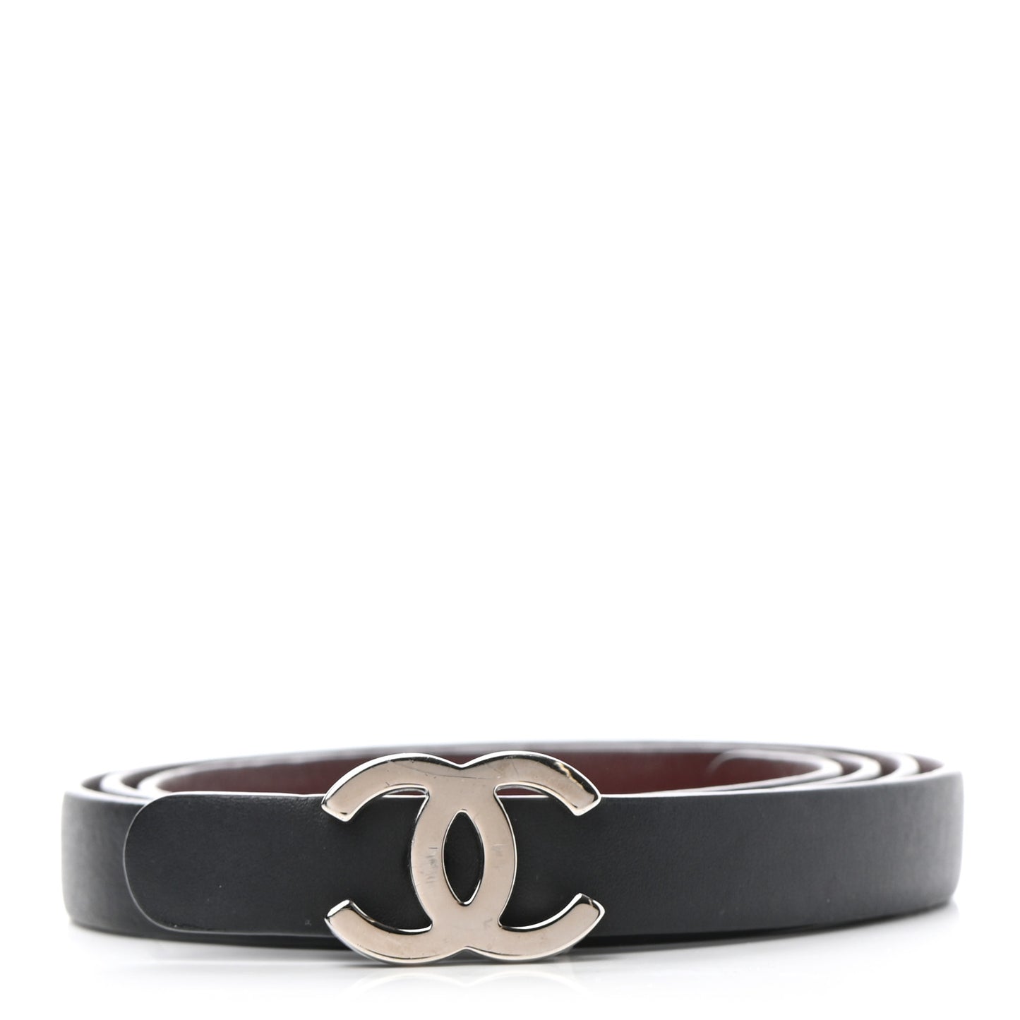 Calfskin CC Reversible Belt 85 Black Burgundy