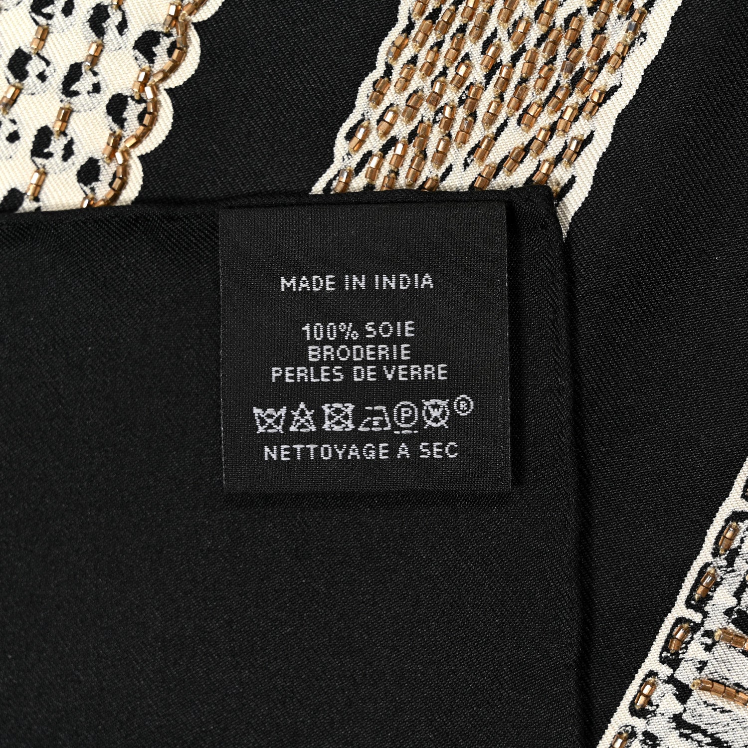 Hermes Silk Embroidered Le Tresor De Medor Scarf 90 Black White Gold 4 of 7