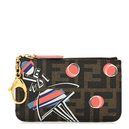 Fendi Zucca Spalmati Umbrella Print Coin Pouch Key Case Tobacco 1 of 9