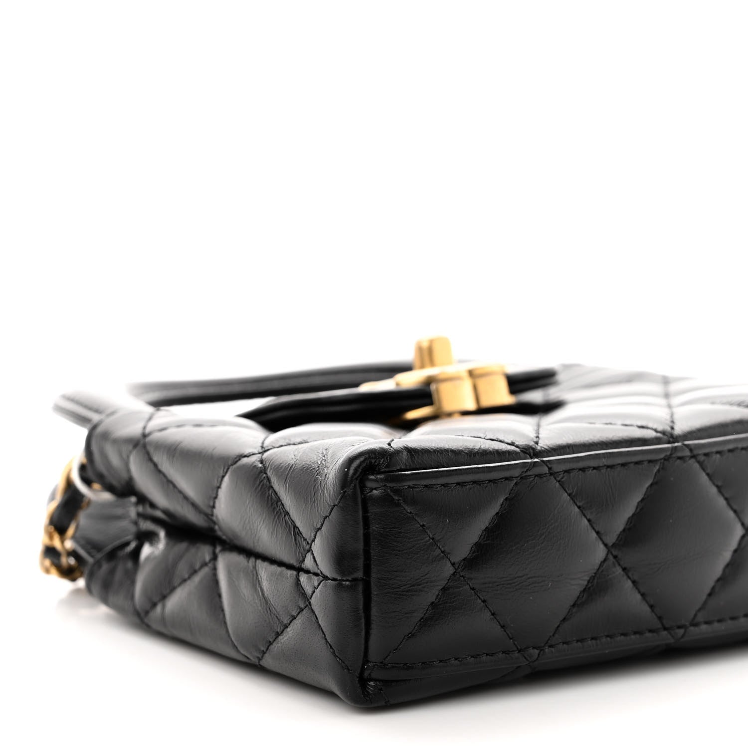 Chanel Shiny Aged Calfskin Quilted Mini Nano Kelly Shopper Black 8 of 10