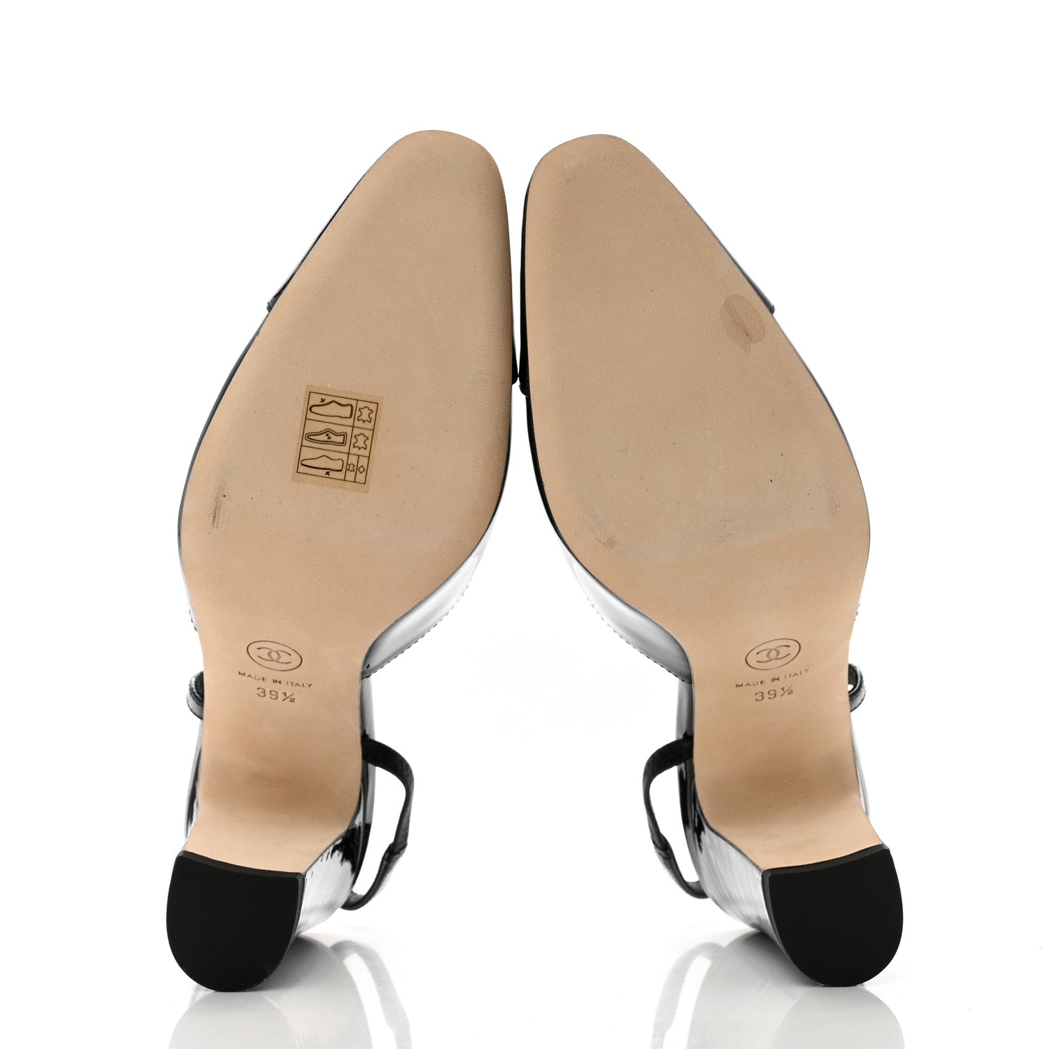 Chanel Patent Calfskin Cap Toe CC Slingback Pumps 39.5 Black 6 of 9
